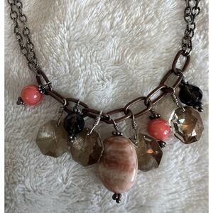 Vtg Barse 925 Sterling Silver Agate and other Gem Necklace